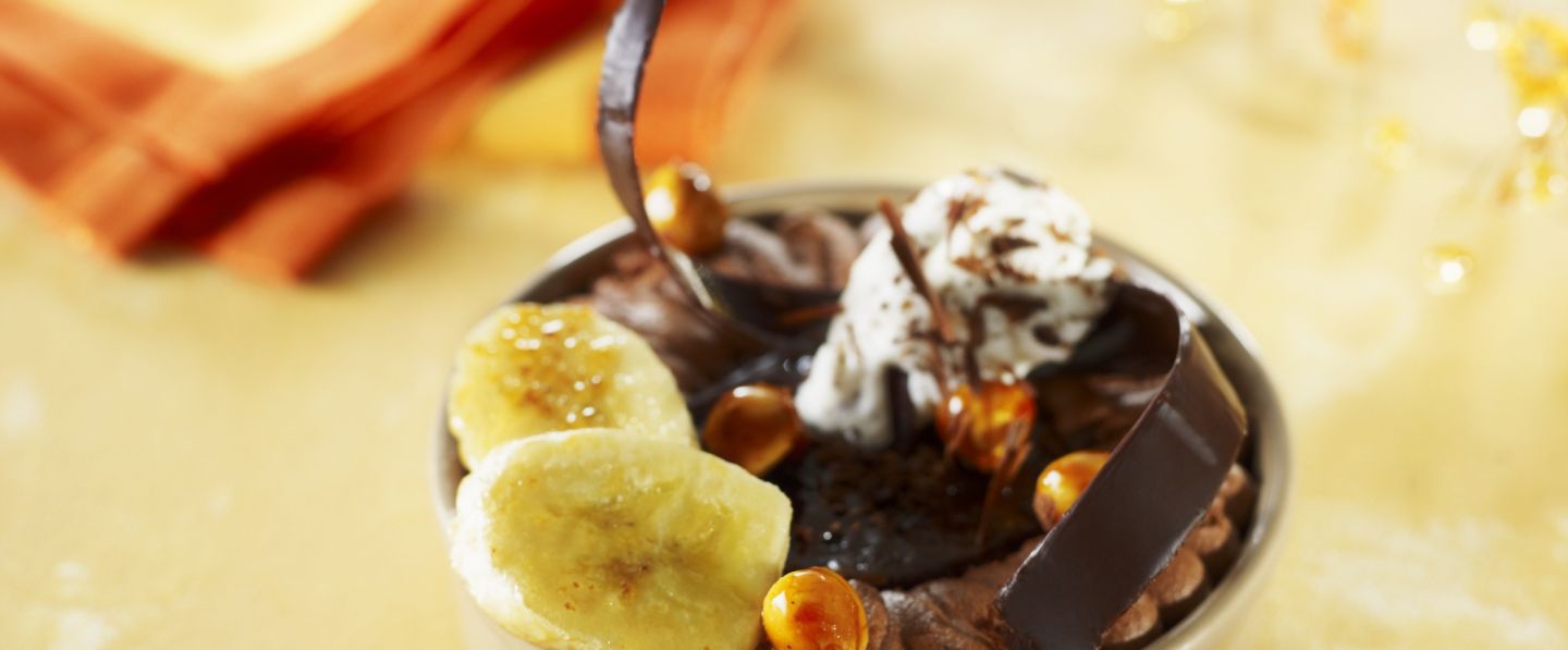 Mousse au chocolat, Guanaja à la banane flambée, glace banane