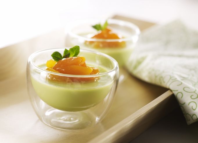 Panna cotta pistache, marmelade d'abricot