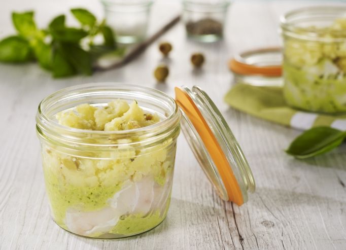 Filet de cabillaud sauce verte, écrasé de pommes de terre