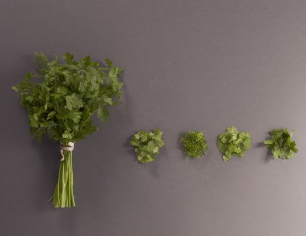 Préparation de la salade d'herbes