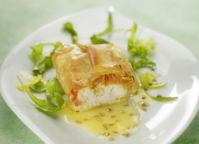 Croustillant de Loup, beurre au fenouil 