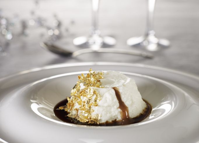 Faisselle Rians, cœur coulant à la châtaigne, caramel à la liqueur de café