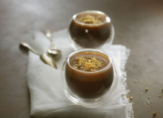 Crème choco-caramel, crumble de Petit Lu