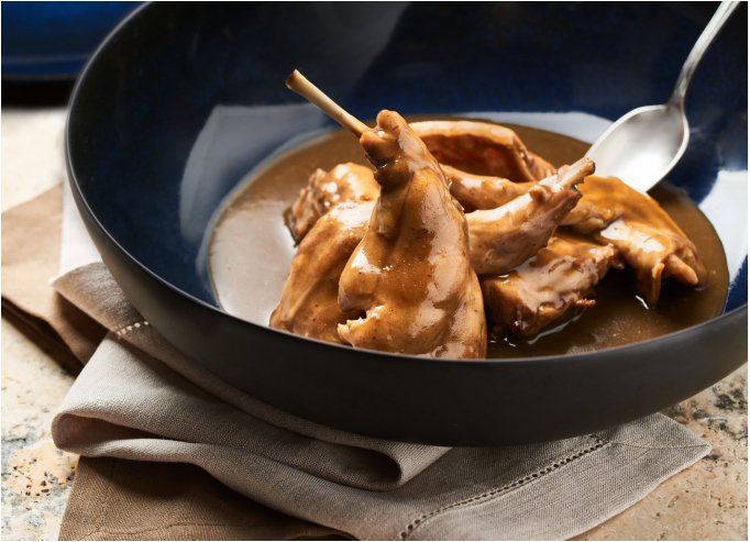 Lapin flambé au cognac