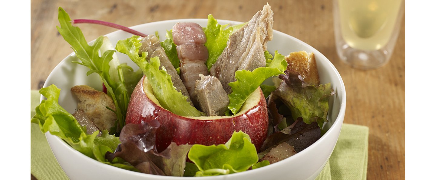 Plat-de-côtes poché et rôti, croquant de Normandie glacé, gelée de cidre