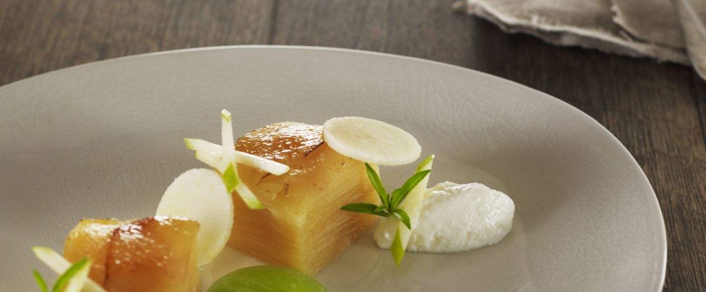 Mille-feuille de pomme confite, Granny et Faisselle Rians
