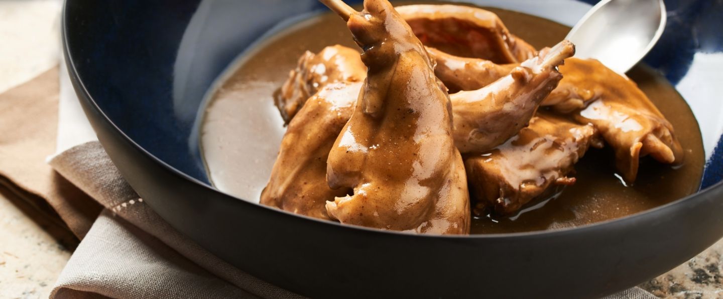 Lapin flambé au cognac