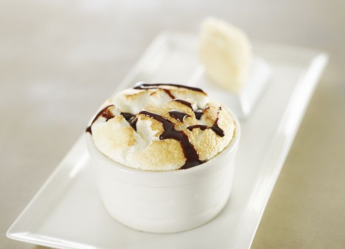 Soufflé à la Williamine, sorbet poire & jasmin