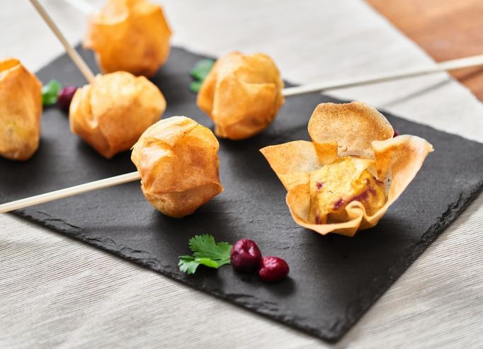 Samossas de Volaille au Curry et Griottines