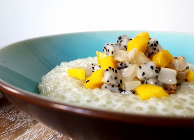 Tapioca coco mangue, litchi et fruit du dragon