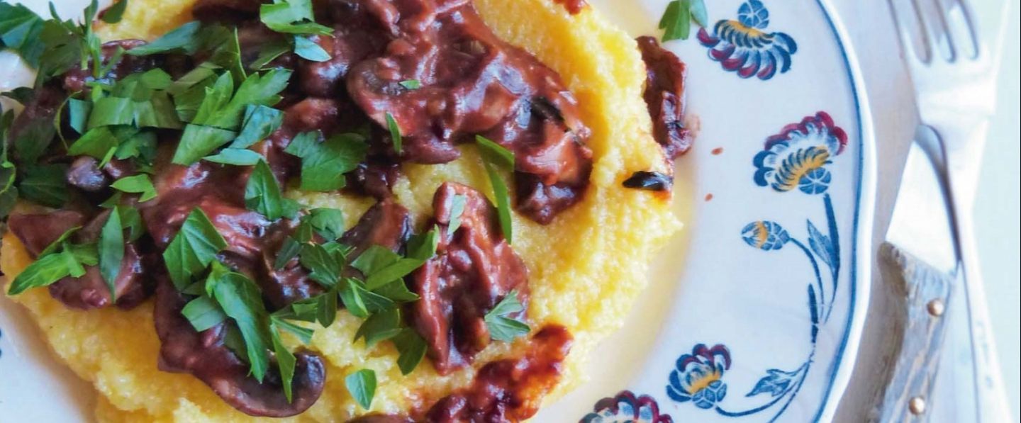 Bourguignon de champignons et polenta crémeuse