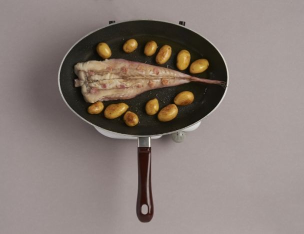 Cuisson de la lotte et des pommes de terre