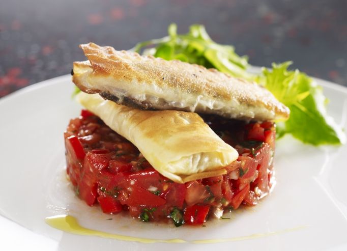 Croustillant de sardine au fenouil, concassée de tomate