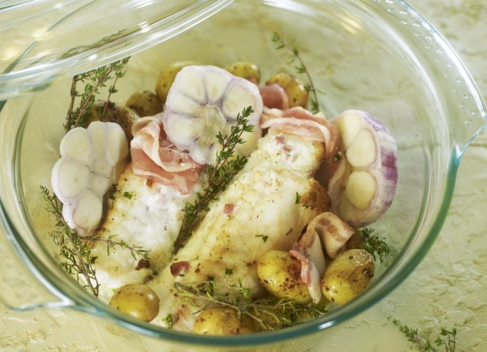 Queue de lotte cuite en cocotte