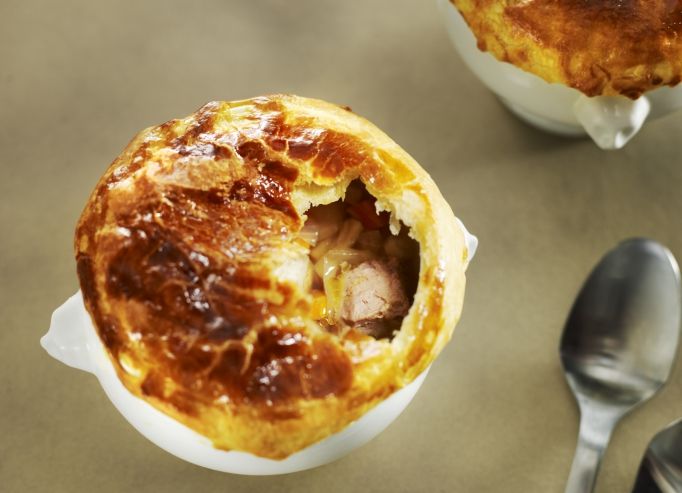 Soupe de foie gras en montgolfière