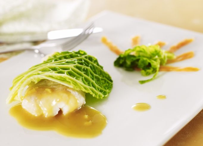 Filet de Cabillaud, Chou vert, Beurre gingembre