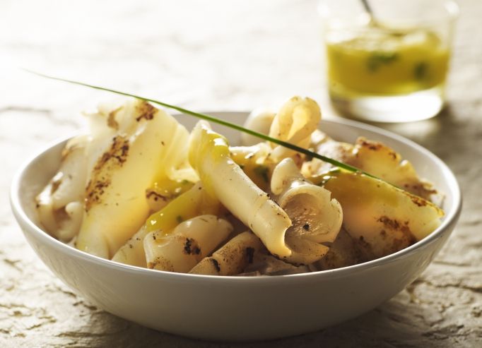 Calmars à la plancha, sauce exotique