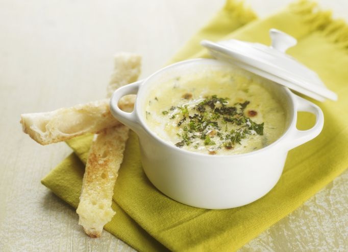 Oeufs cocotte au chèvre et menthe fraîche